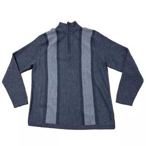 Sette Ponti Merino Wool Sweater Men L Gray Charcoal Vertical Stripe Preppy Golf